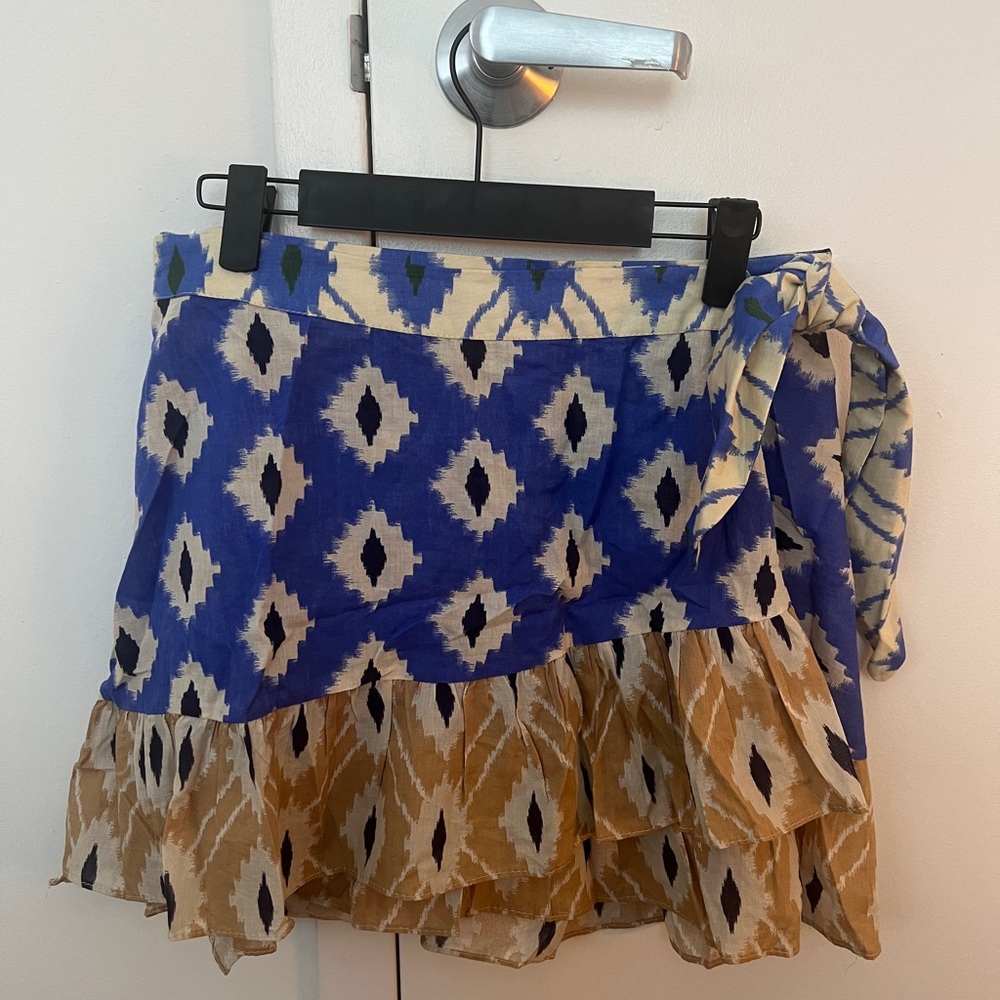 Blue and Tan Patterned Women's Skirt